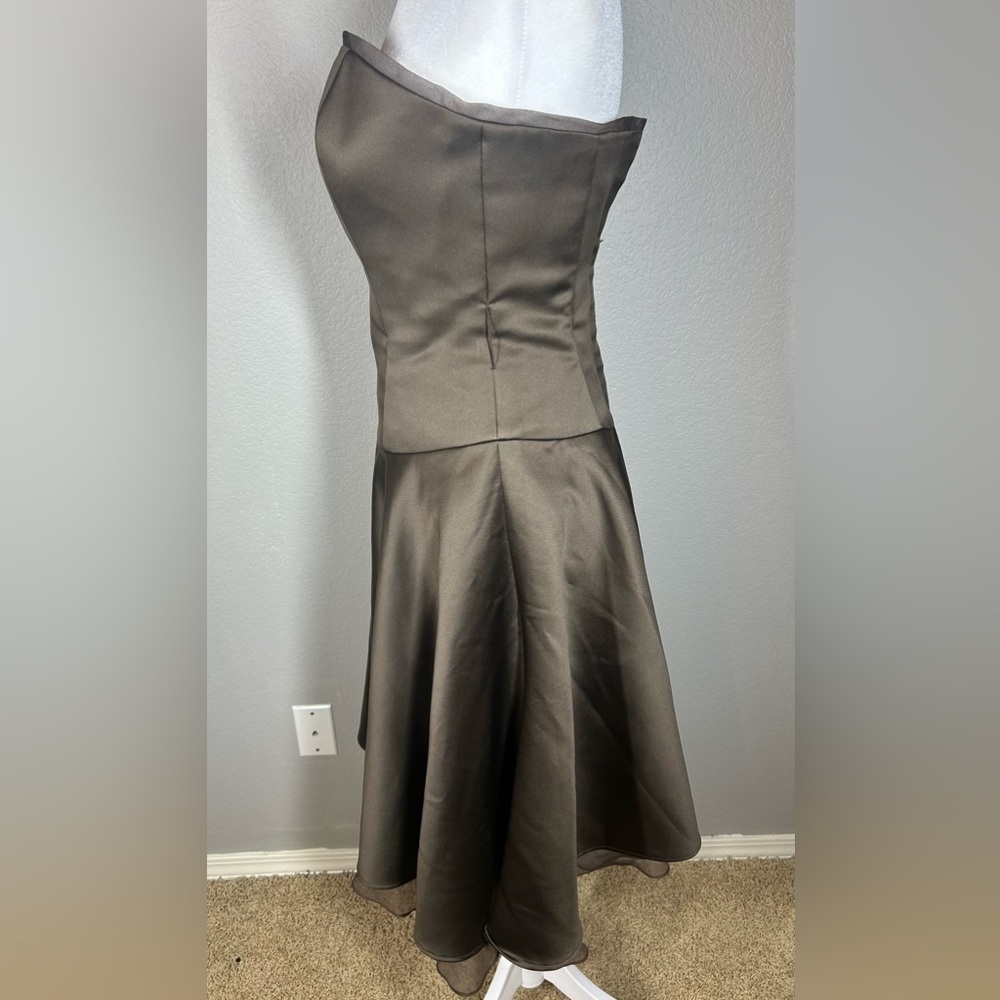 VTG Mori Lee by Madeline Gardner Sz 6 Chocolate Brown Strapless Event Dress - Picture 3 of 11